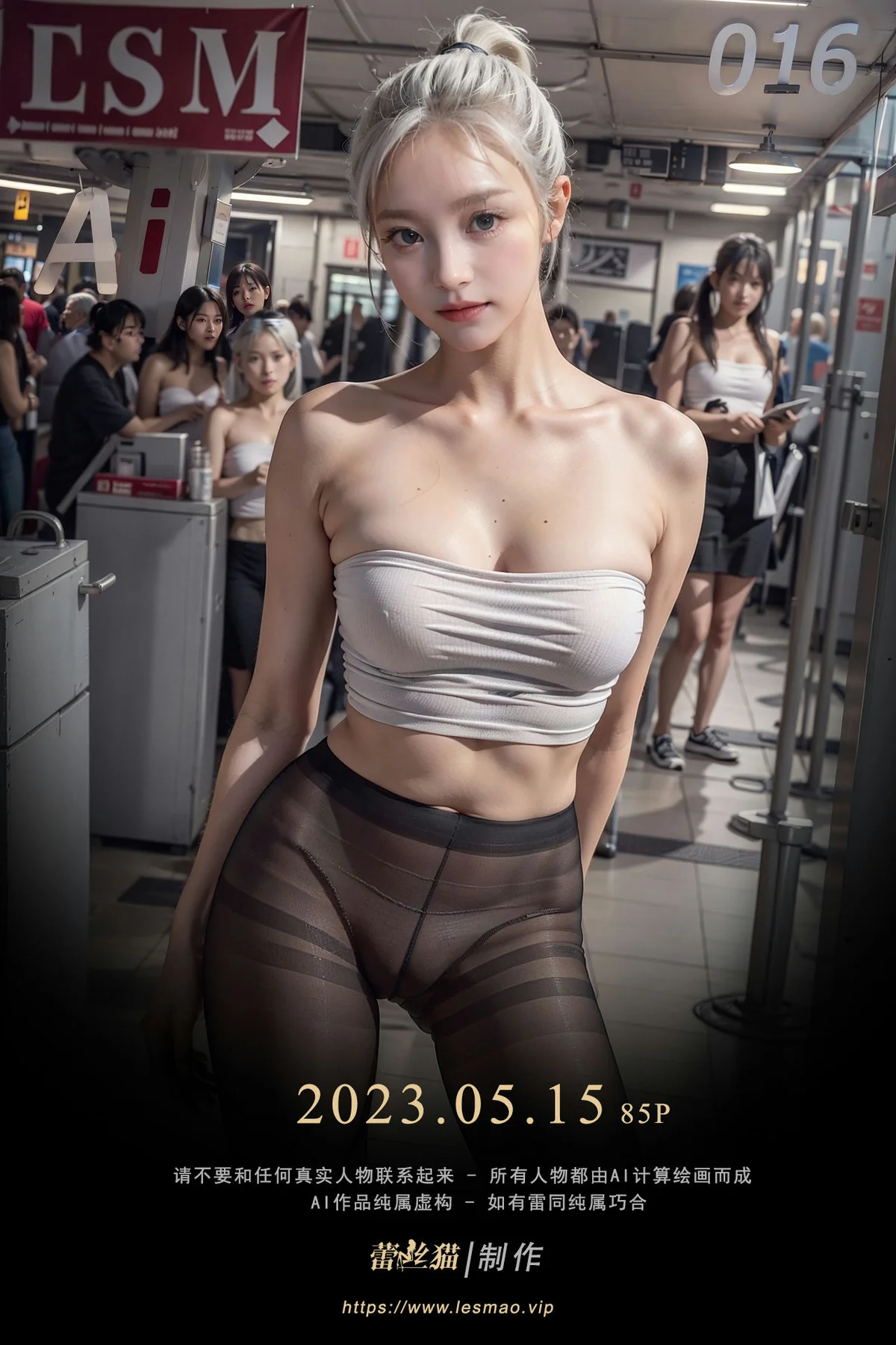 AIG  No.016 地铁银发黑丝美腿 - 1