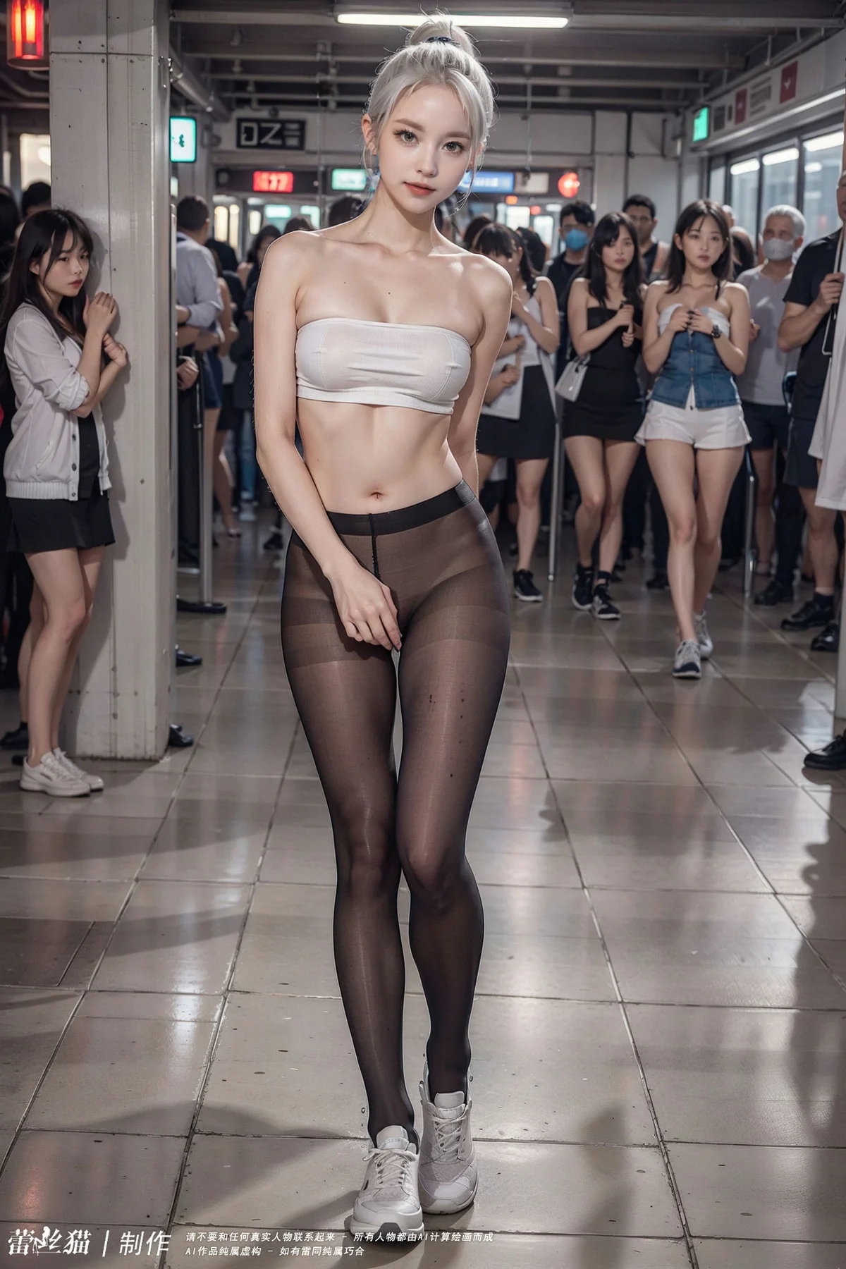 AIG  No.016 地铁银发黑丝美腿 - 7