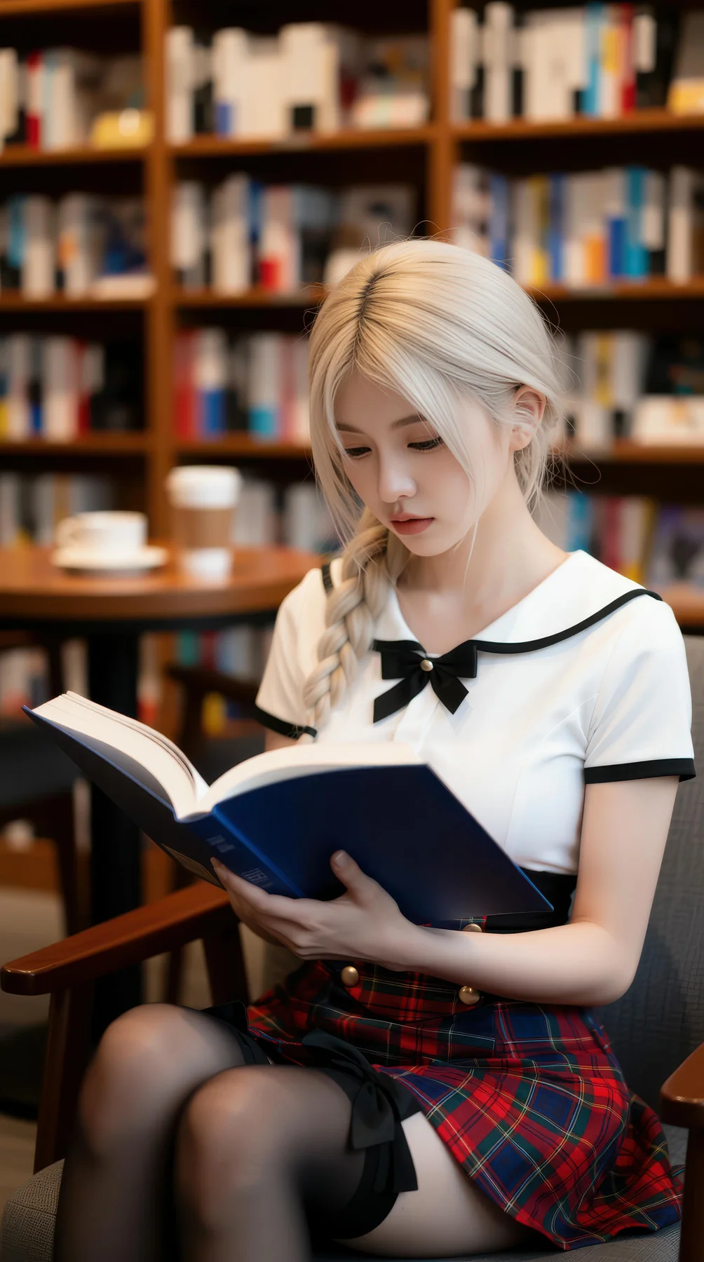 AIG  No.104 熙蕾学姐ruby 超美银发短裙美女图书馆美照 - 3