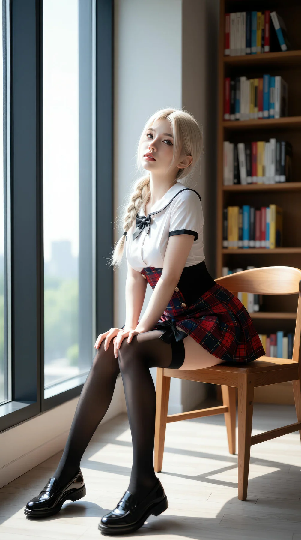 AIG  No.104 熙蕾学姐ruby 超美银发短裙美女图书馆美照 - 2