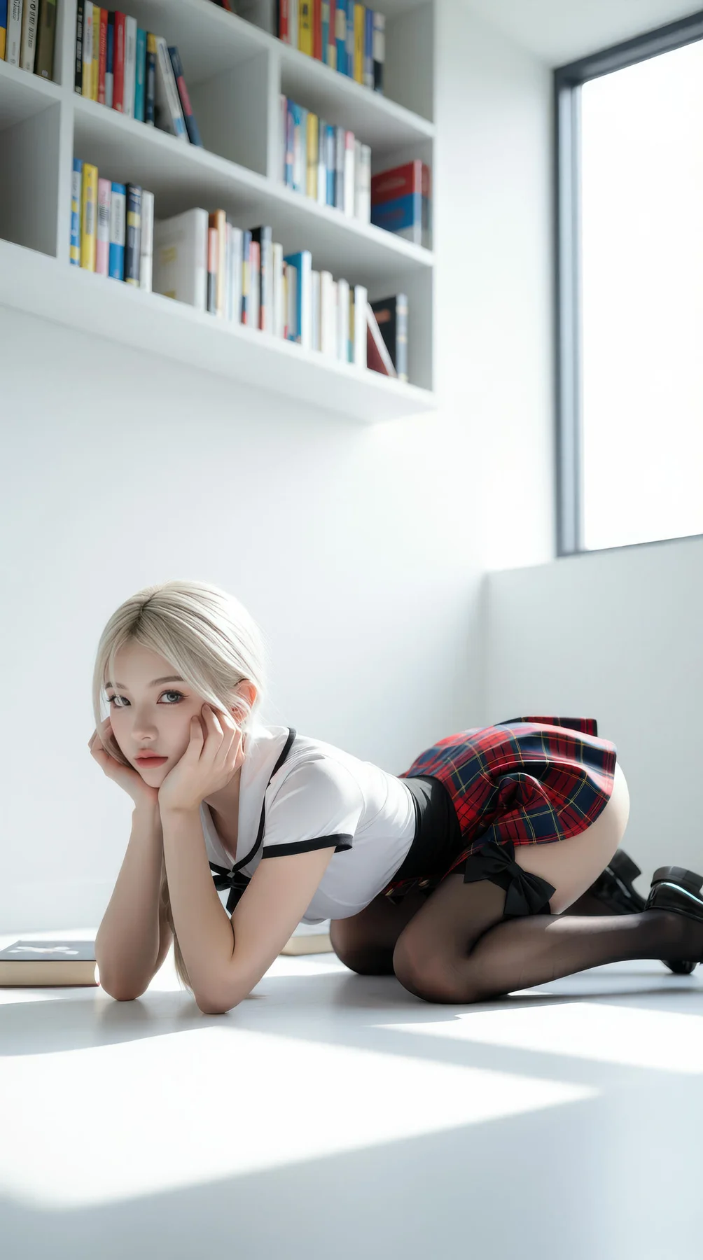 AIG  No.104 熙蕾学姐ruby 超美银发短裙美女图书馆美照 - 7