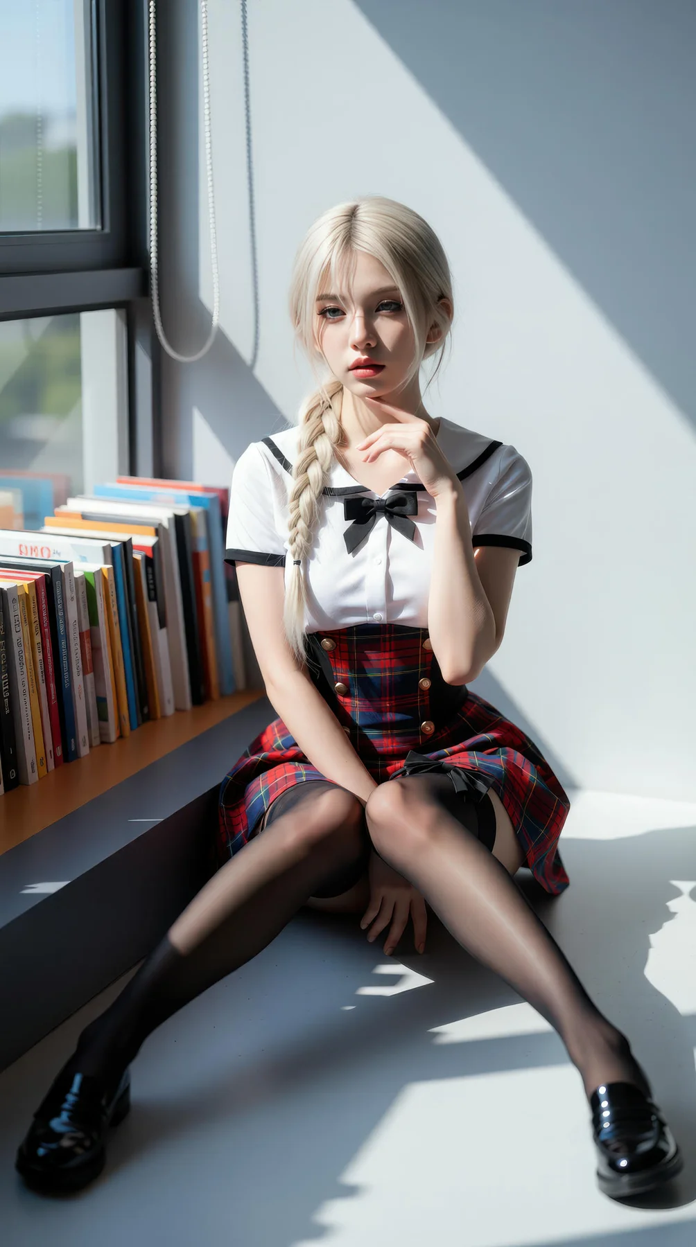 AIG  No.104 熙蕾学姐ruby 超美银发短裙美女图书馆美照 - 10