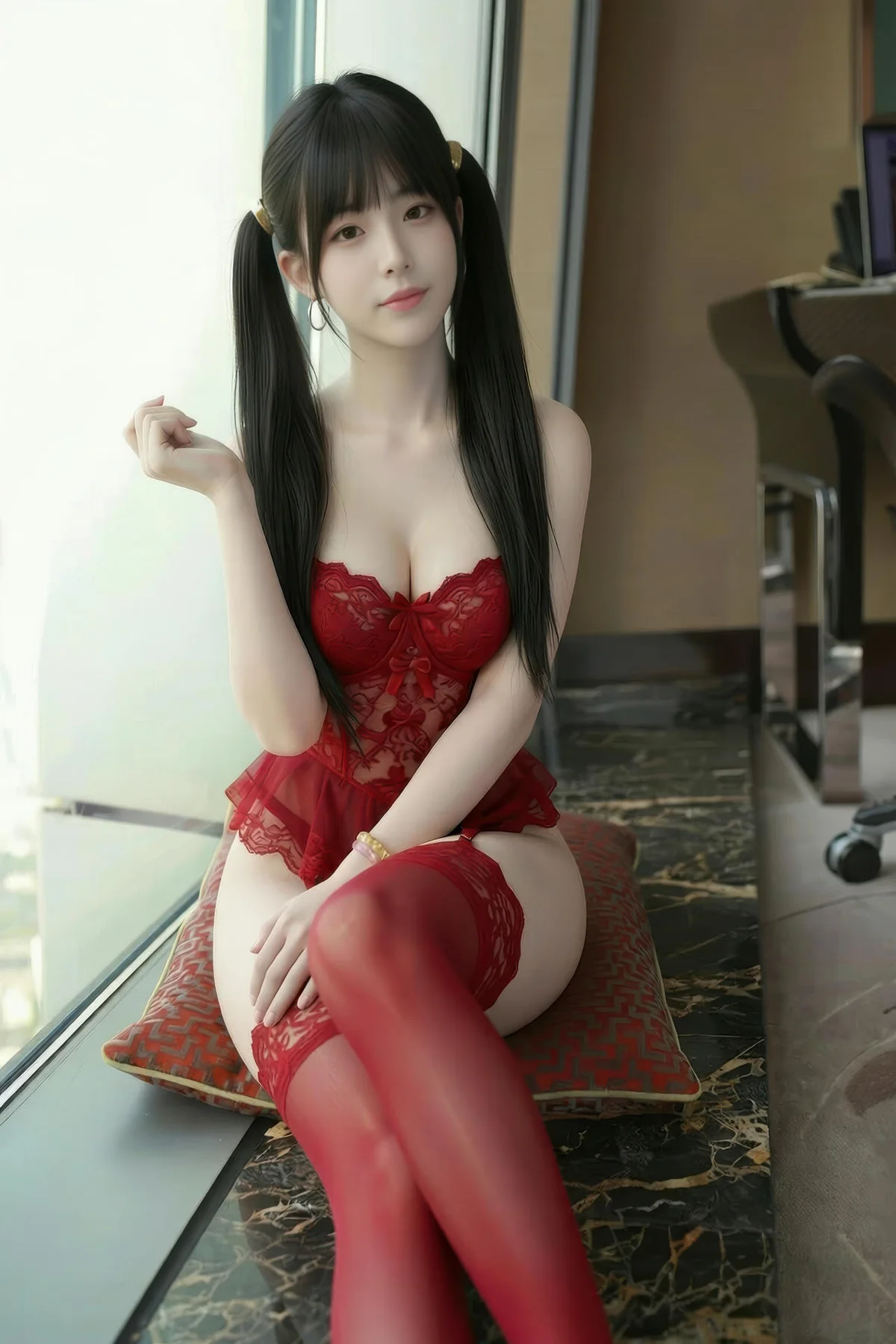 AIG  No.156 柚柚sasa红色蕾丝连体衣 - 6