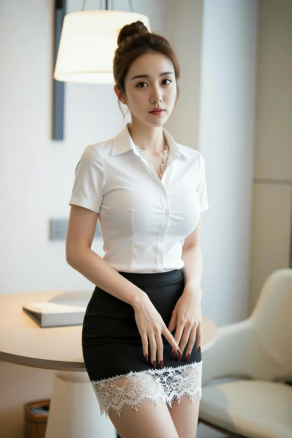 AIG  No.168 一柠lemo短裙肉丝白衬衫 - 8