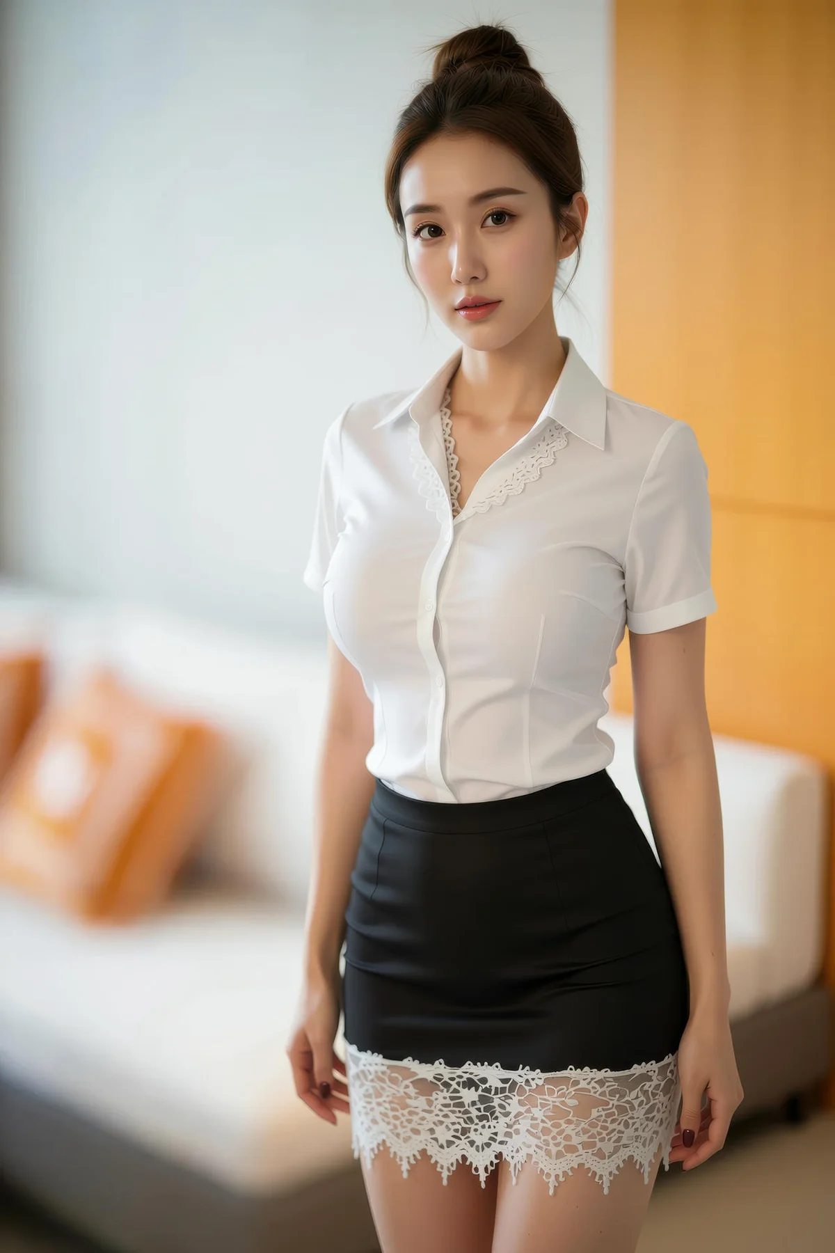 AIG  No.168 一柠lemo短裙肉丝白衬衫 - 2