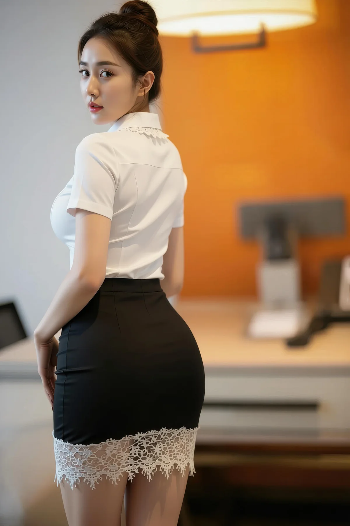 AIG No.168 一柠lemo短裙肉丝白衬衫 - 2