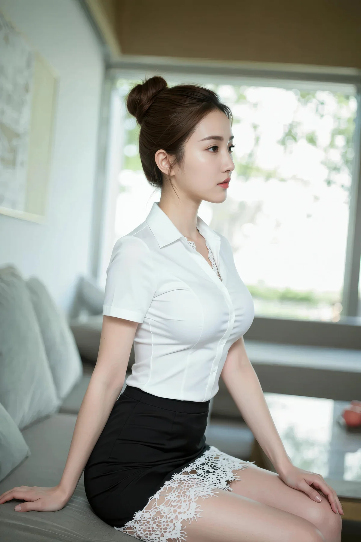 AIG No.168 一柠lemo短裙肉丝白衬衫 - 4