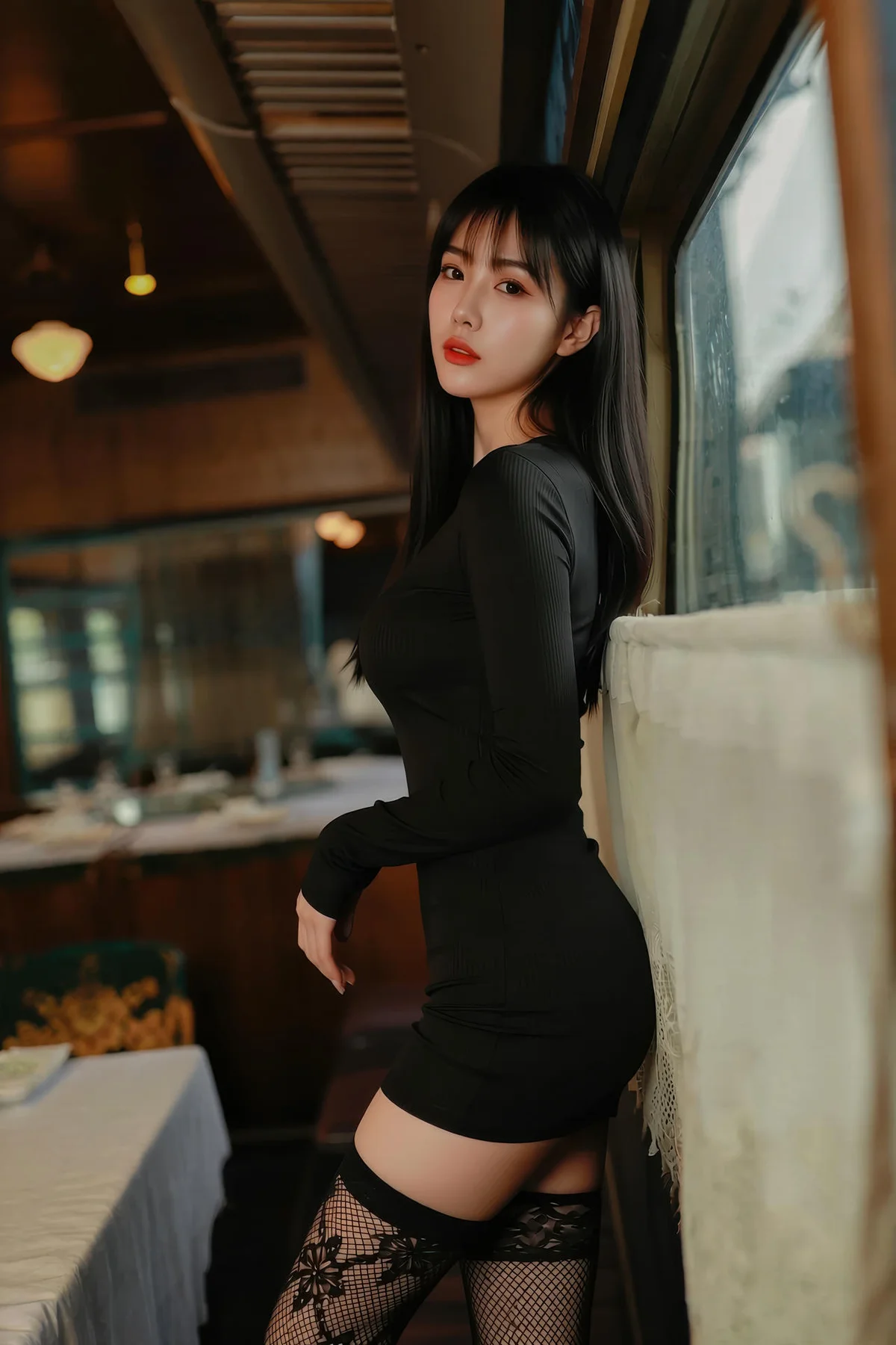 AIG  No.173 茗梓吊袜黑丝紧身裙 - 6