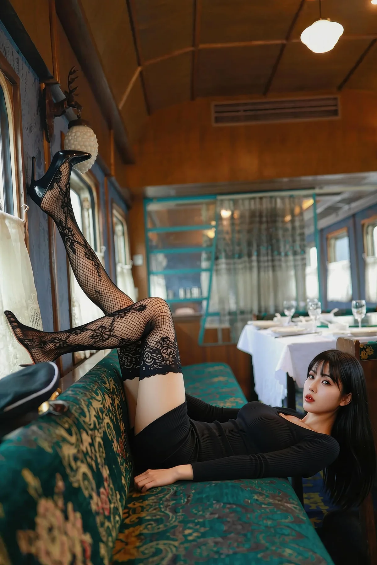 AIG  No.173 茗梓吊袜黑丝紧身裙 - 6