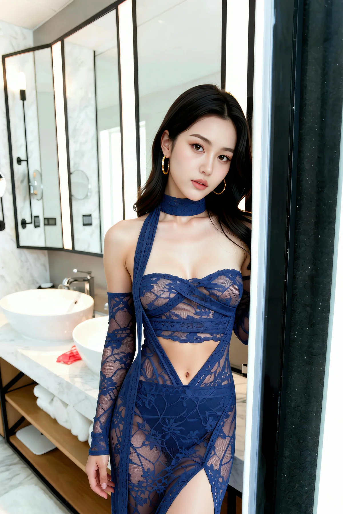 AIG  No.231 乐瑶气质蓝色蕾丝长裙 - 7