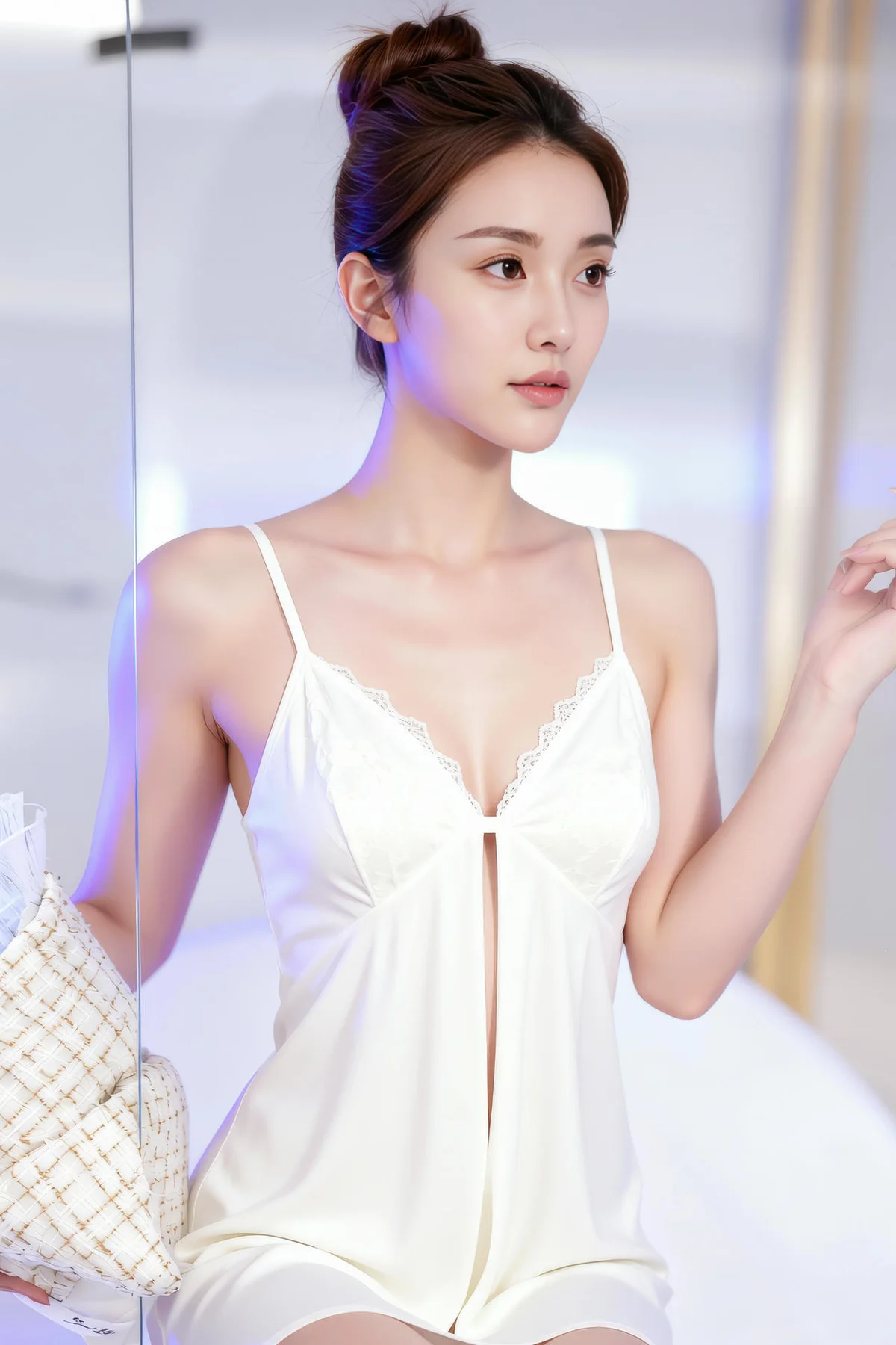 AIG  No.250 一柠清纯白裙酥胸 - 1