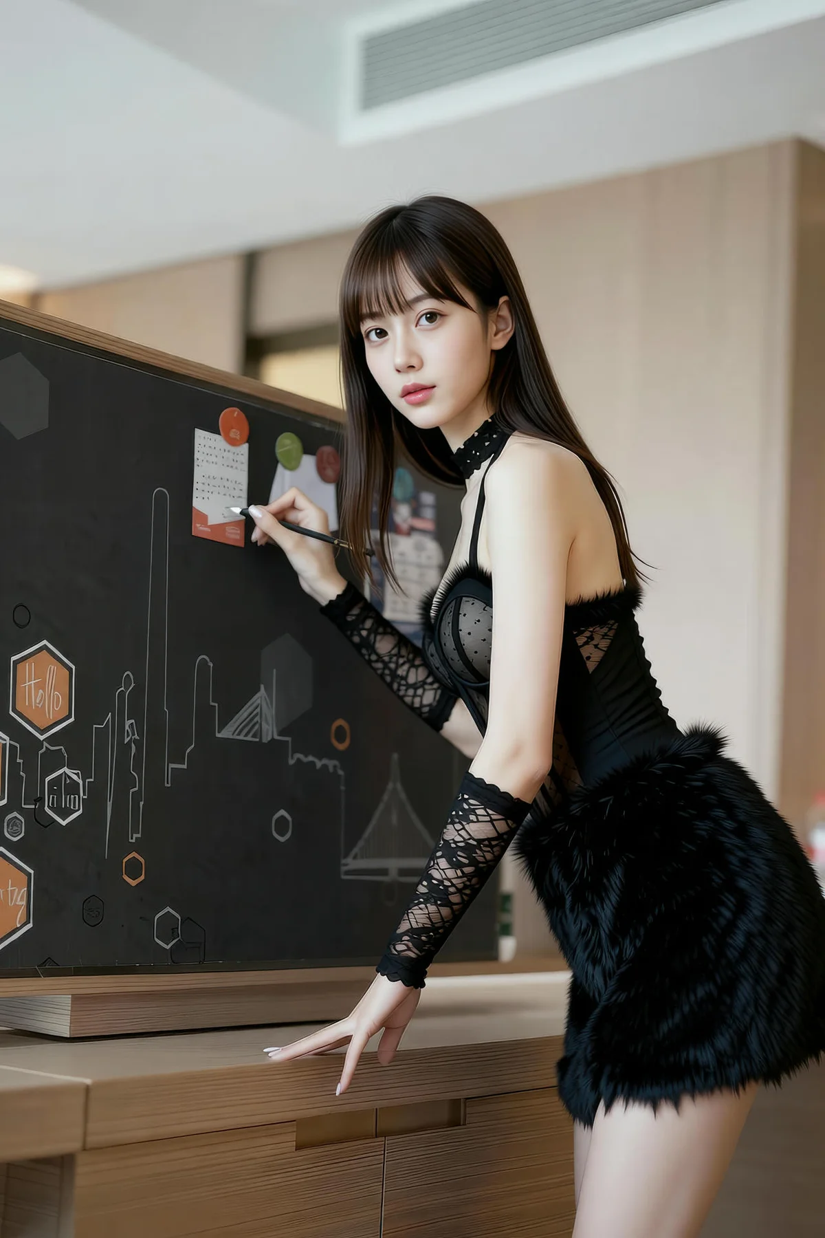 AIG  No.256 婉婉兔毛性感短裙 - 1