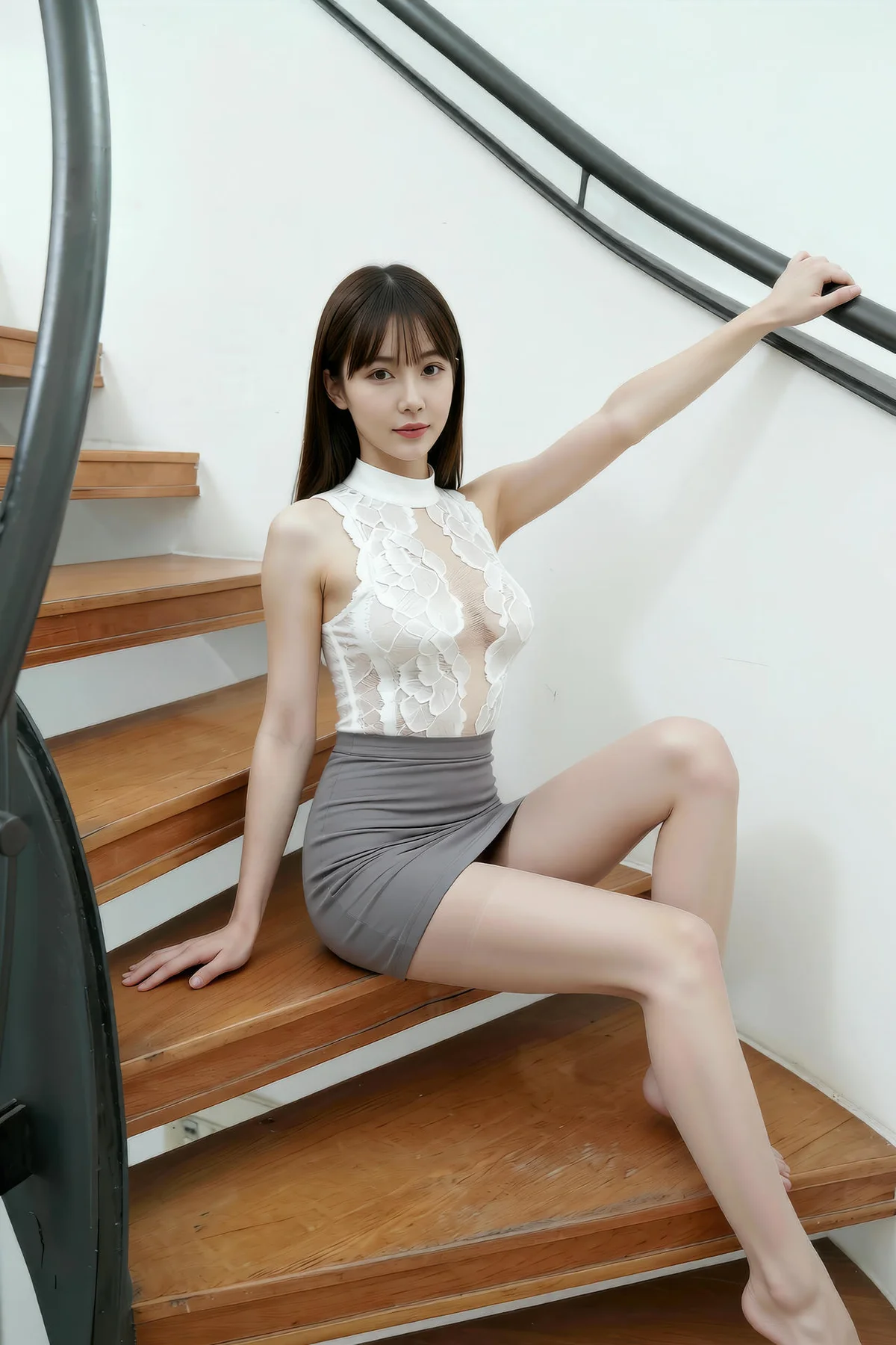 AIG  No.285 婉婉灰色短裙白蕾丝 - 7