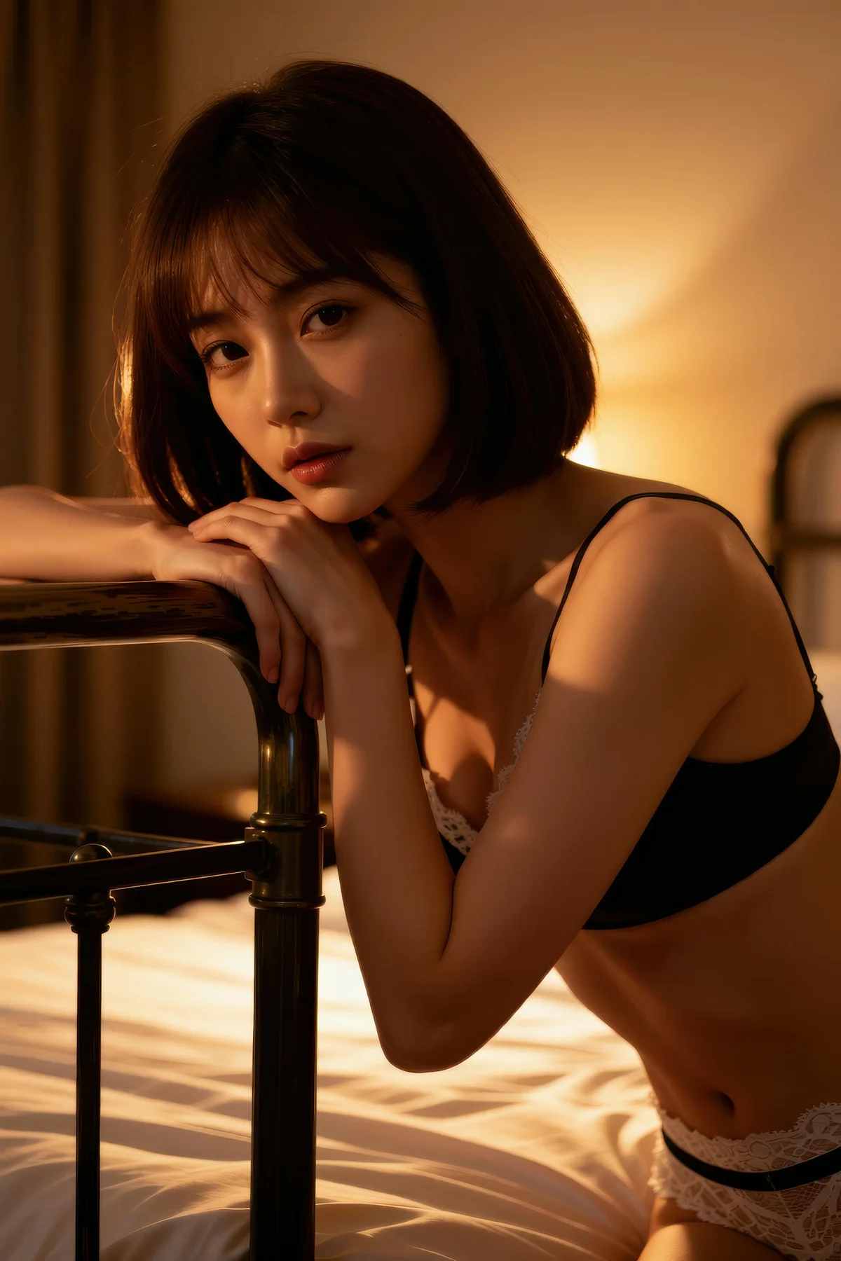 AIG  No.302 小乔黑色内衣蕾丝内裤 - 5