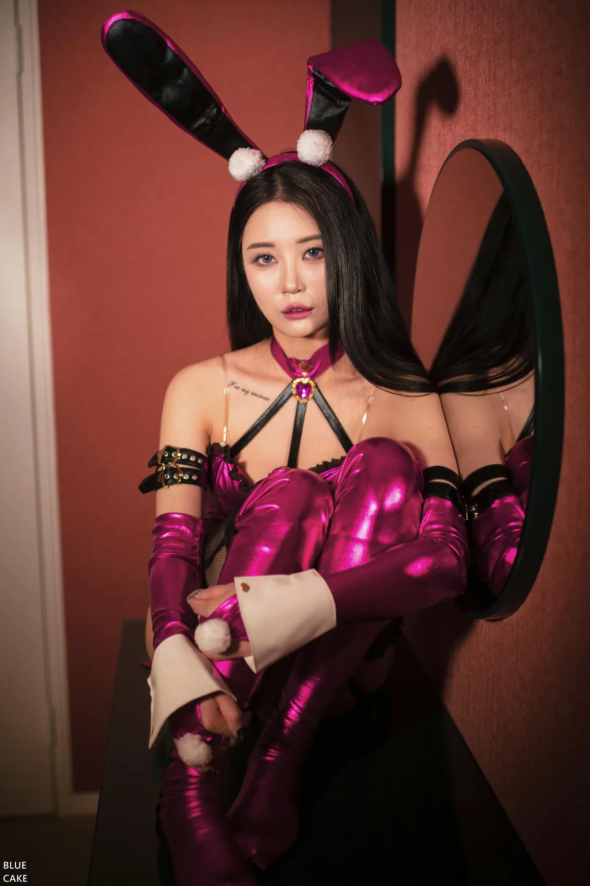 BLUECAKE No.024 Bambi黑丝吊袜皮裙 - 9