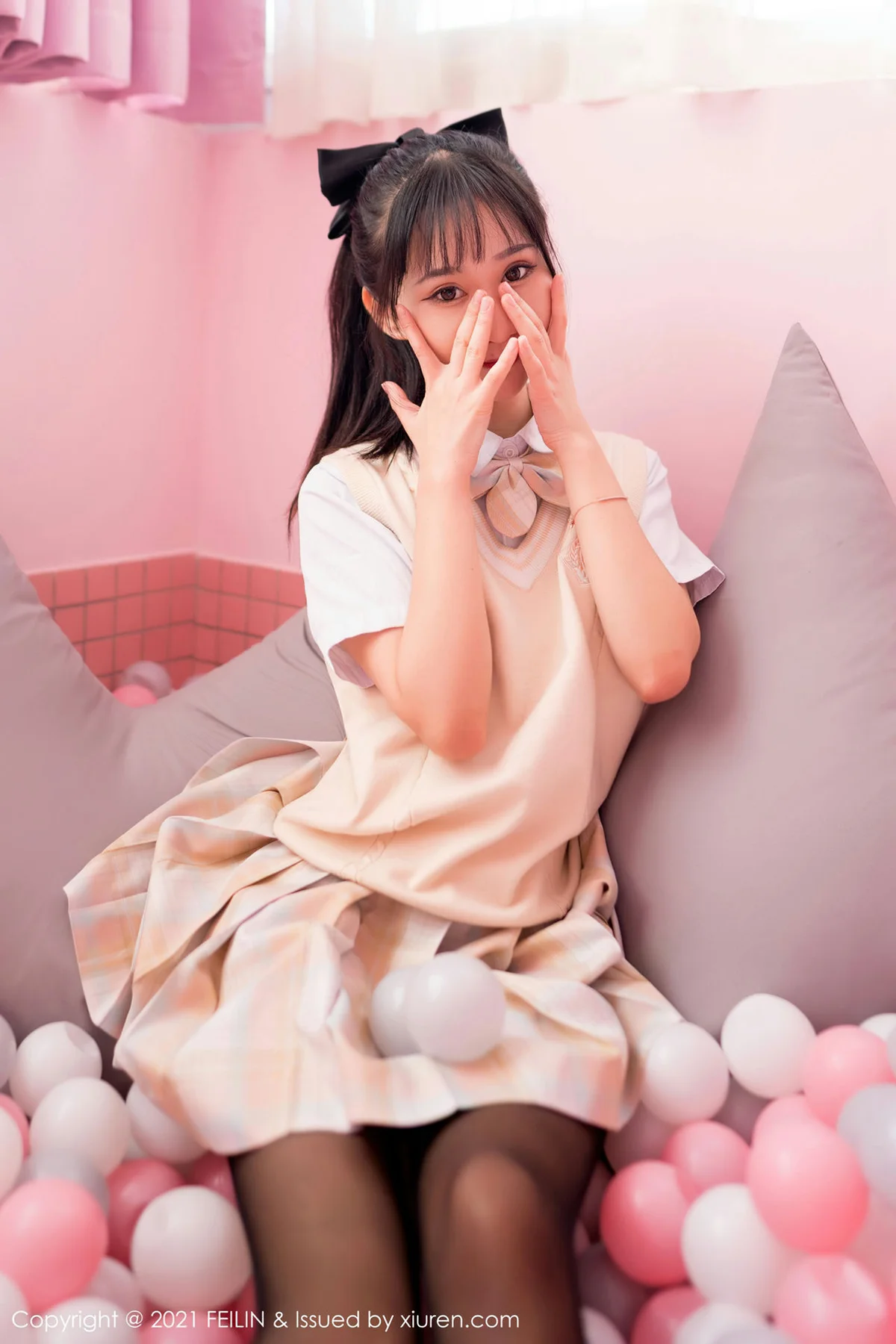 FeiLin 嗲囡囡 Vol.417 兔耳装黑丝 小果冻儿 性感写真 - 5