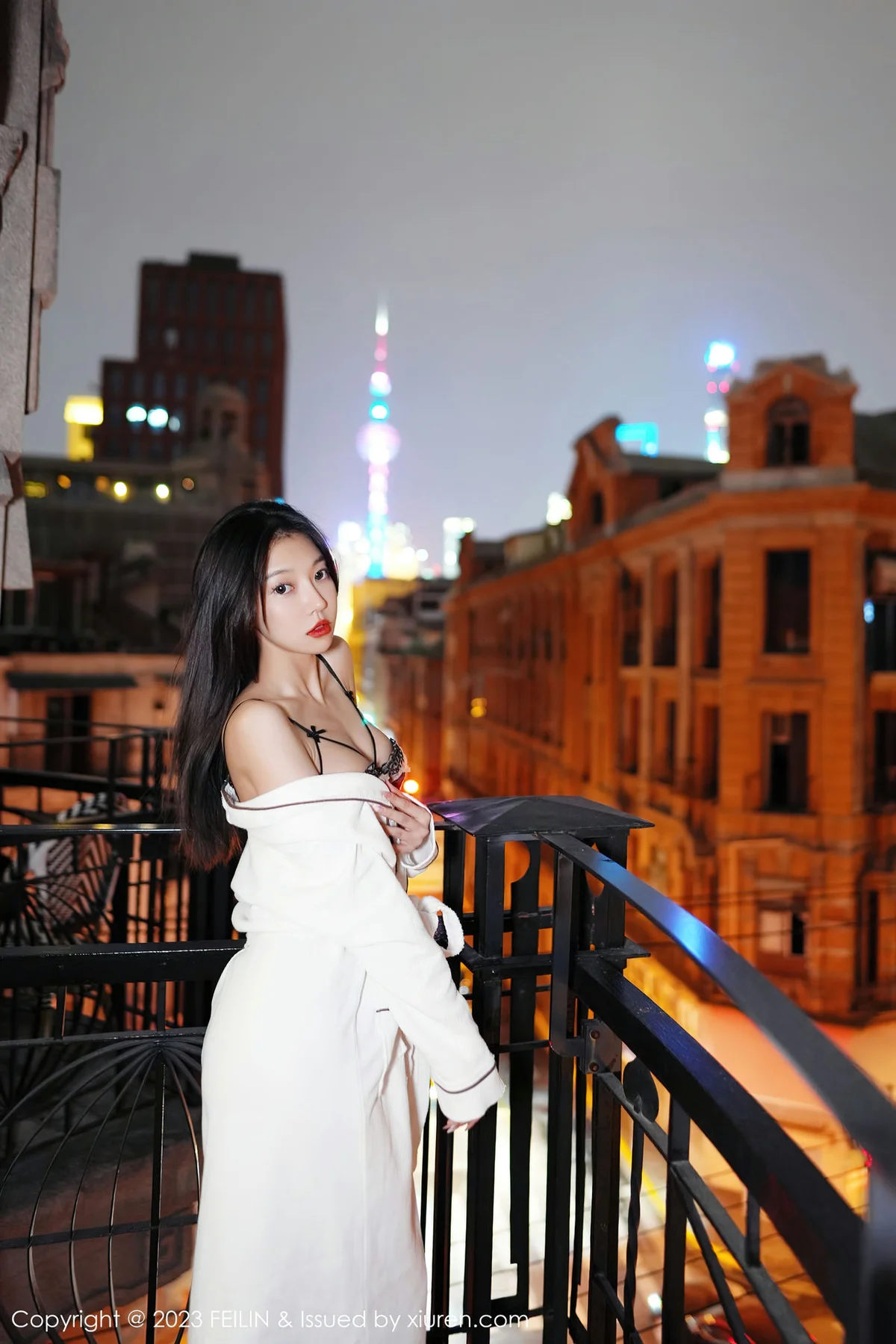 FeiLin 嗲囡囡 Vol.464  冯木木LRIS 白色睡袍下写真 - 4