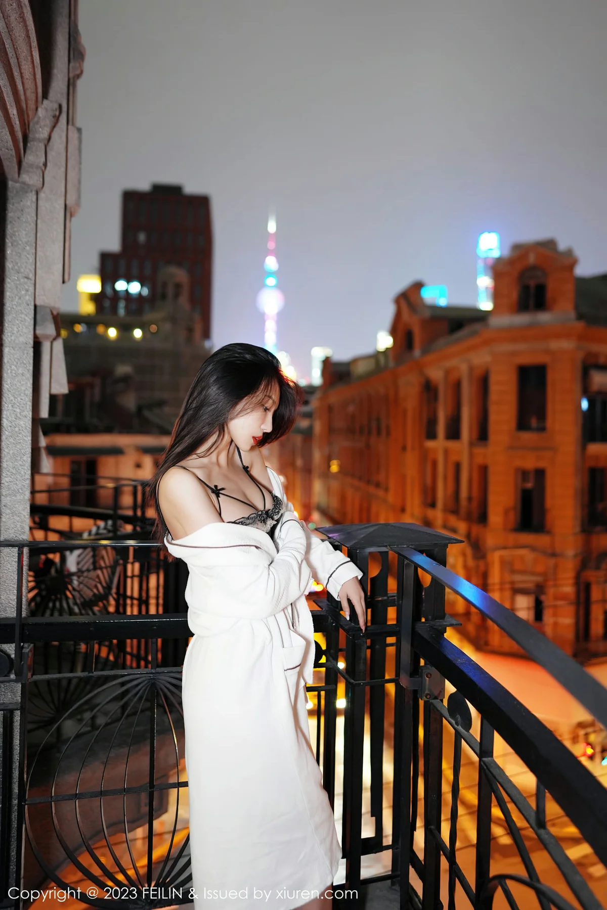 FeiLin 嗲囡囡 Vol.464  冯木木LRIS 白色睡袍下写真 - 5