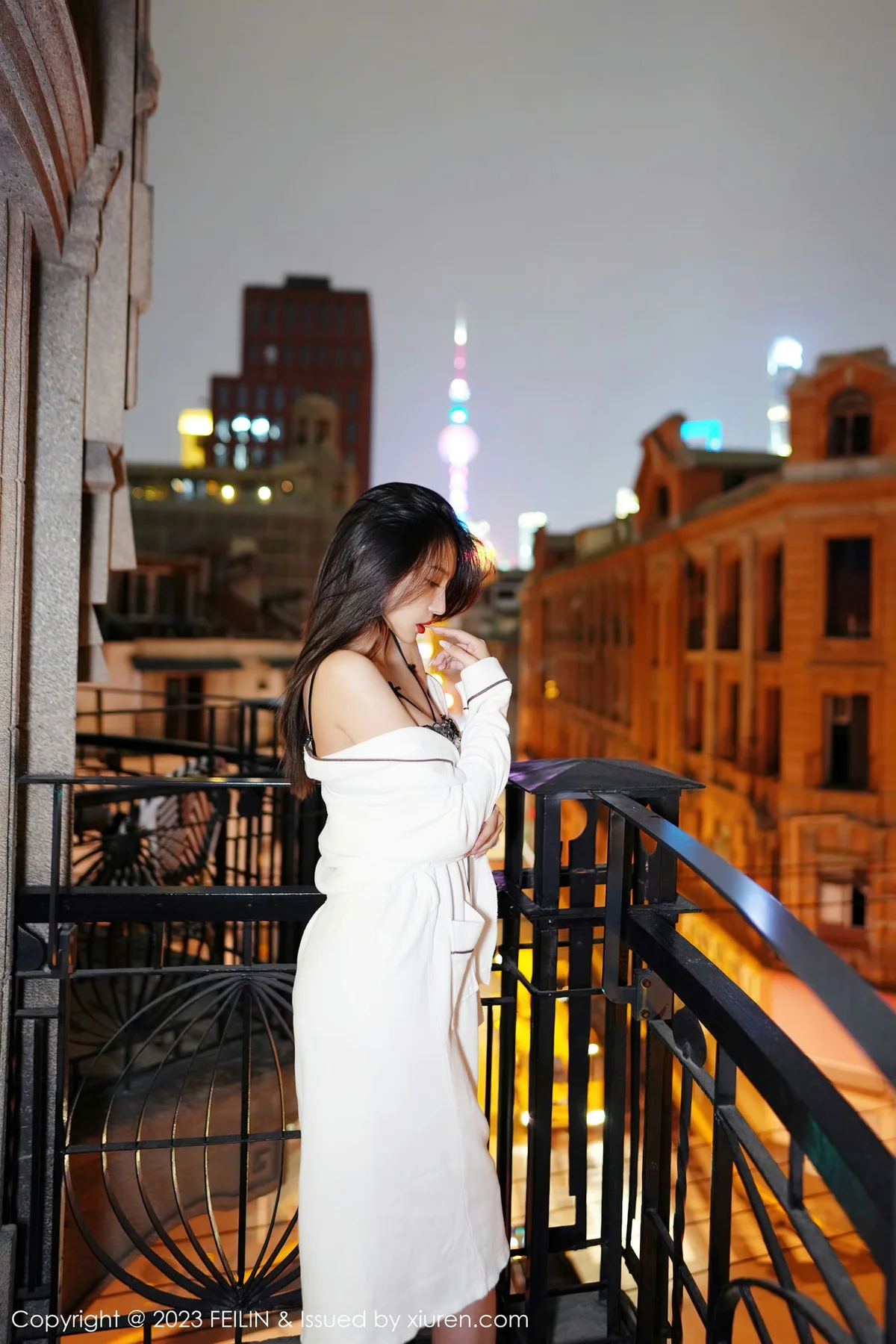 FeiLin 嗲囡囡 Vol.464  冯木木LRIS 白色睡袍下写真 - 6