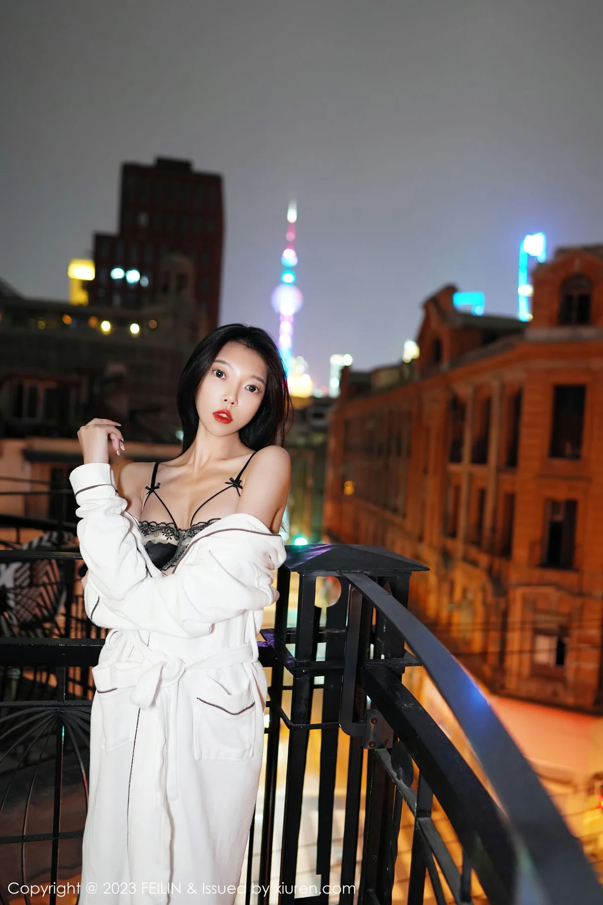 FeiLin 嗲囡囡 Vol.464  冯木木LRIS 白色睡袍下写真 - 7