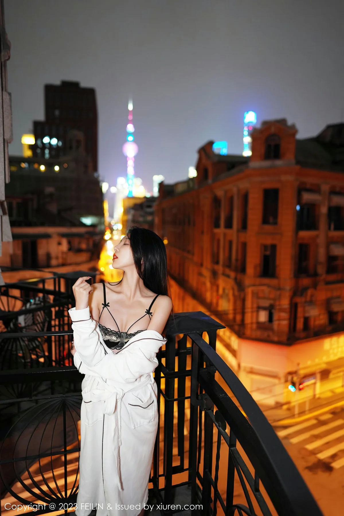 FeiLin 嗲囡囡 Vol.464  冯木木LRIS 白色睡袍下写真 - 8