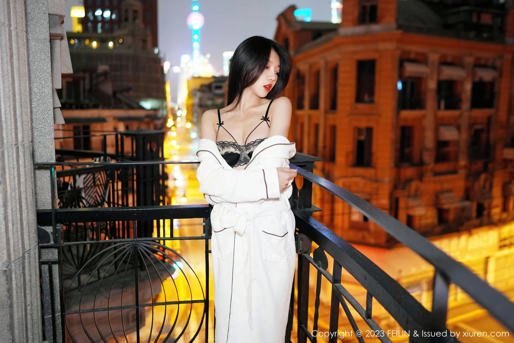 FeiLin 嗲囡囡 Vol.464  冯木木LRIS 白色睡袍下写真 - 10