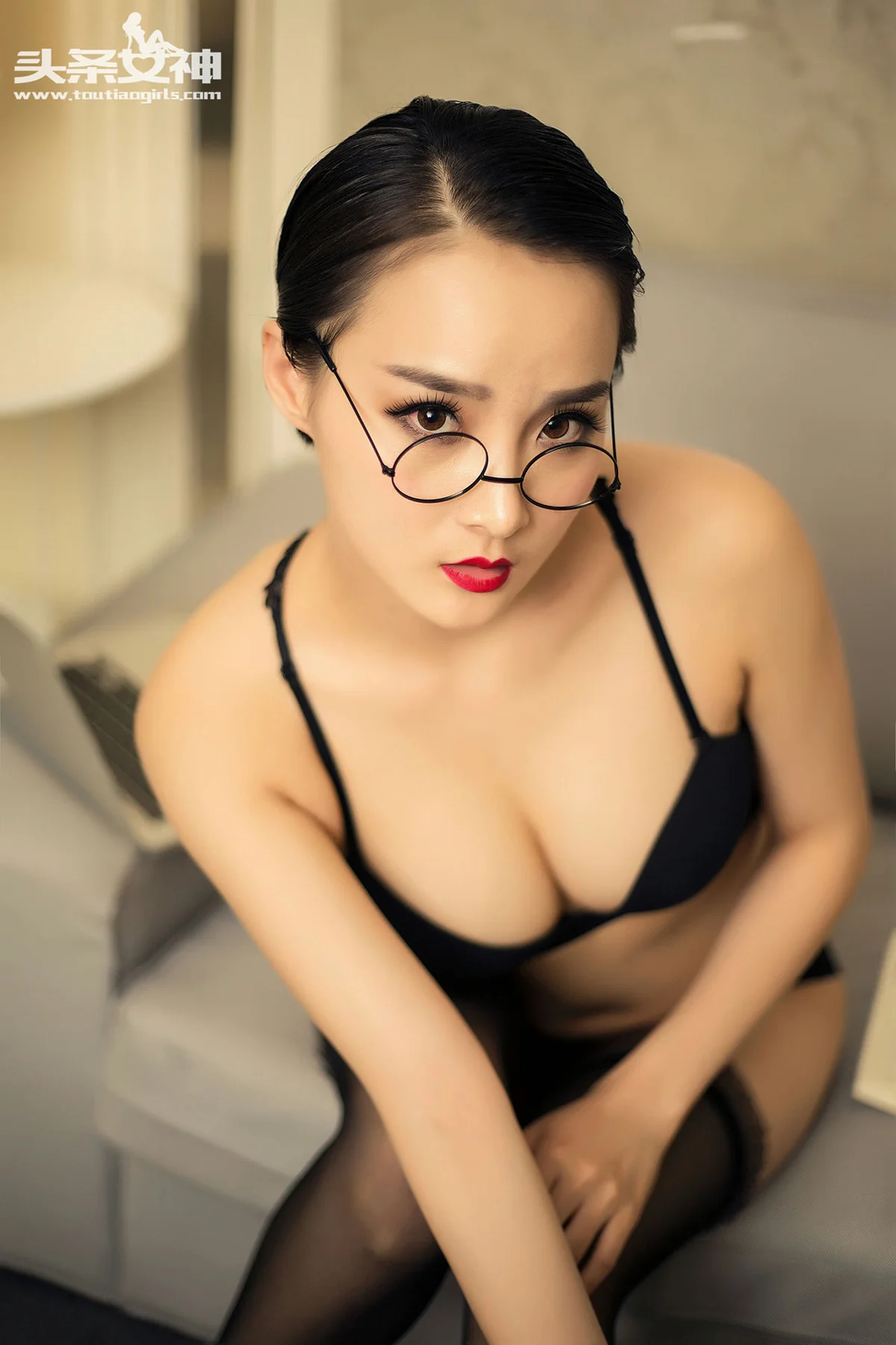 Goddes 头条女神 No.046 Modo 营营黑丝内衣眼镜小秘书 - 3