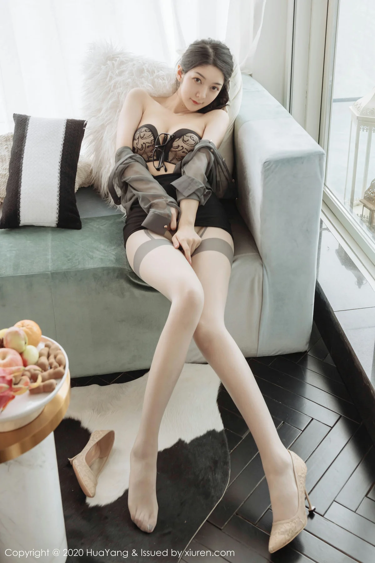 HuaYang 花漾show Vol.244 眼镜OL Angela小热巴 肉丝吊袜 - 10