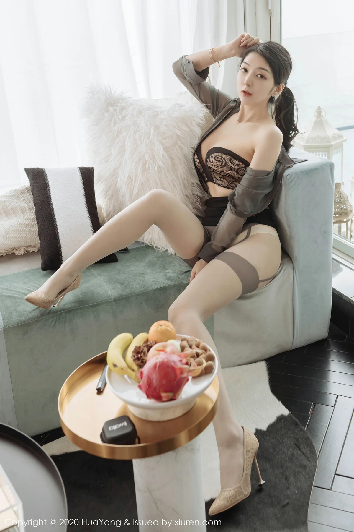 HuaYang 花漾show Vol.244 眼镜OL Angela小热巴 肉丝吊袜 - 8