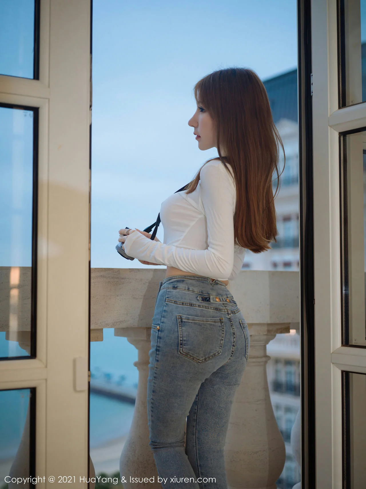 HuaYang 花漾show Vol.357 透视白T 周于希sandy 性感牛仔 - 5