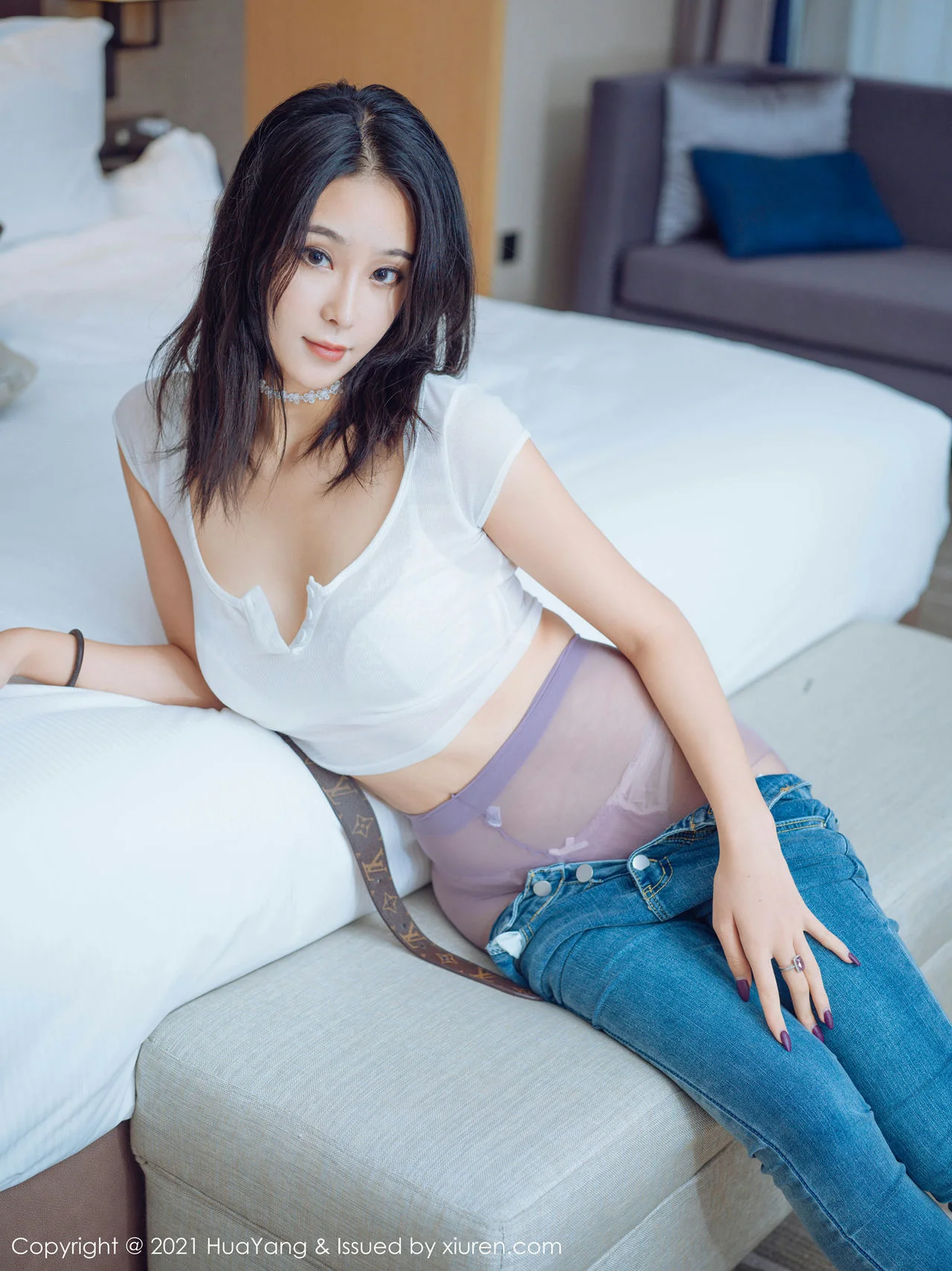 HuaYang 花漾show Vol.405 蕾丝内衣丝袜 蓝夏Akasha 性感写真 - 10