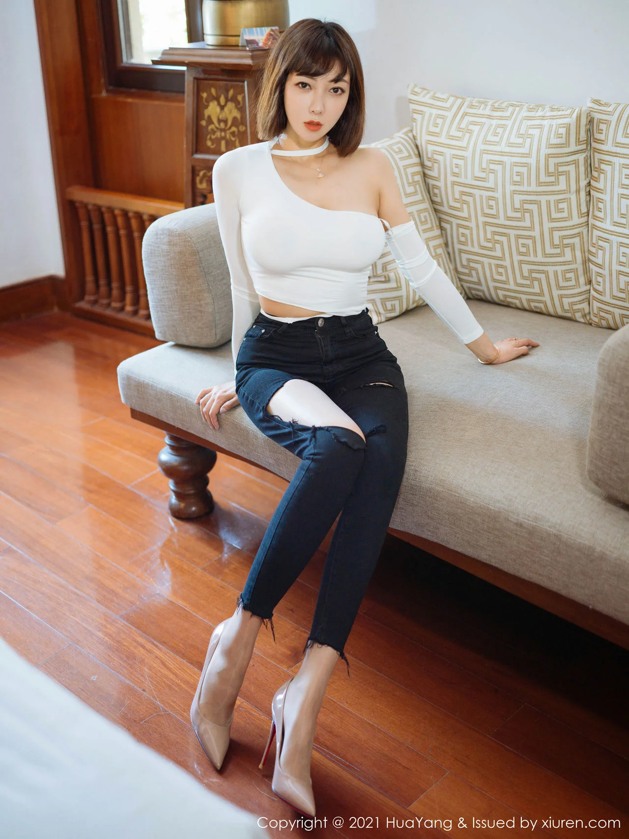 HuaYang 花漾show Vol.414 牛仔裤与朦胧丝袜 果儿Victoria 西双版... - 3