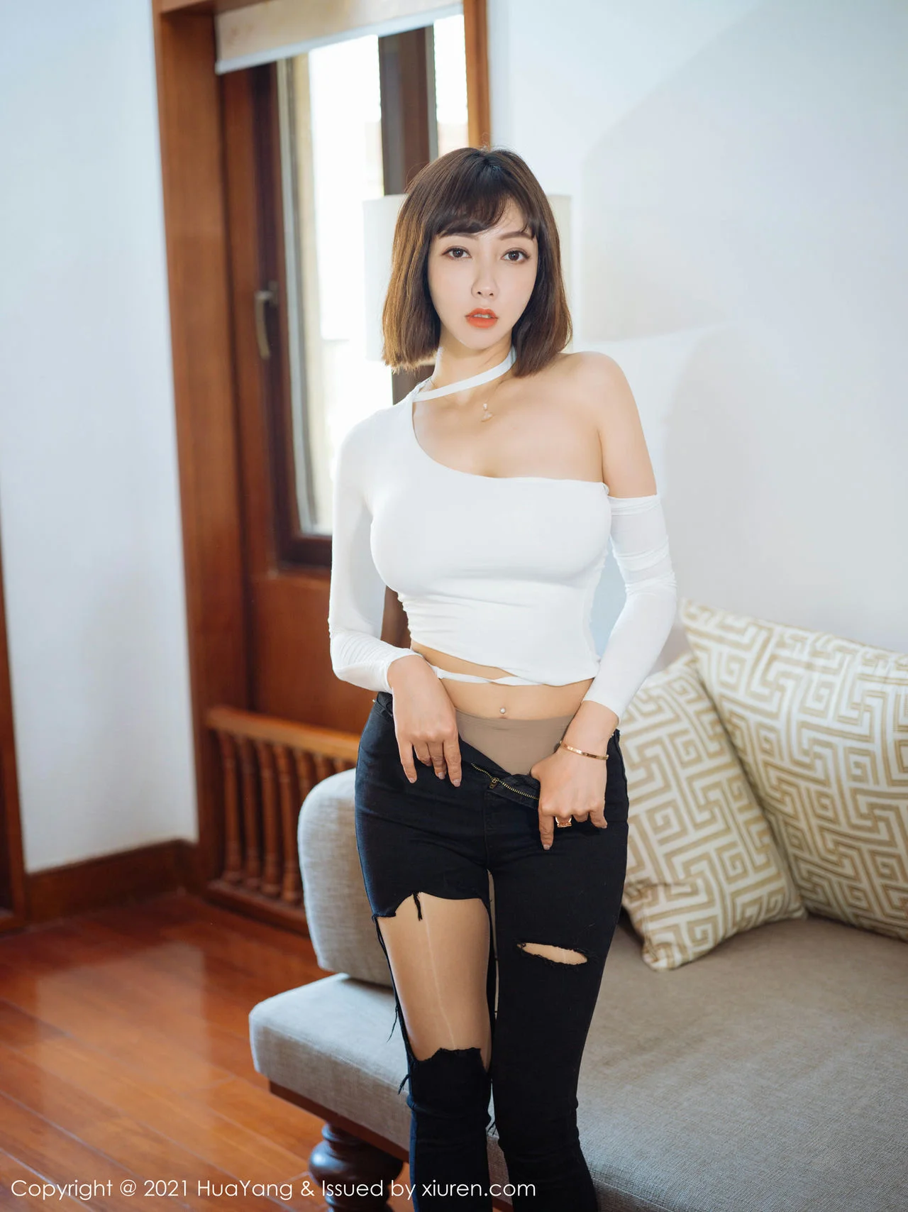 HuaYang 花漾show Vol.414 牛仔裤与朦胧丝袜 果儿Victoria 西双版... - 3