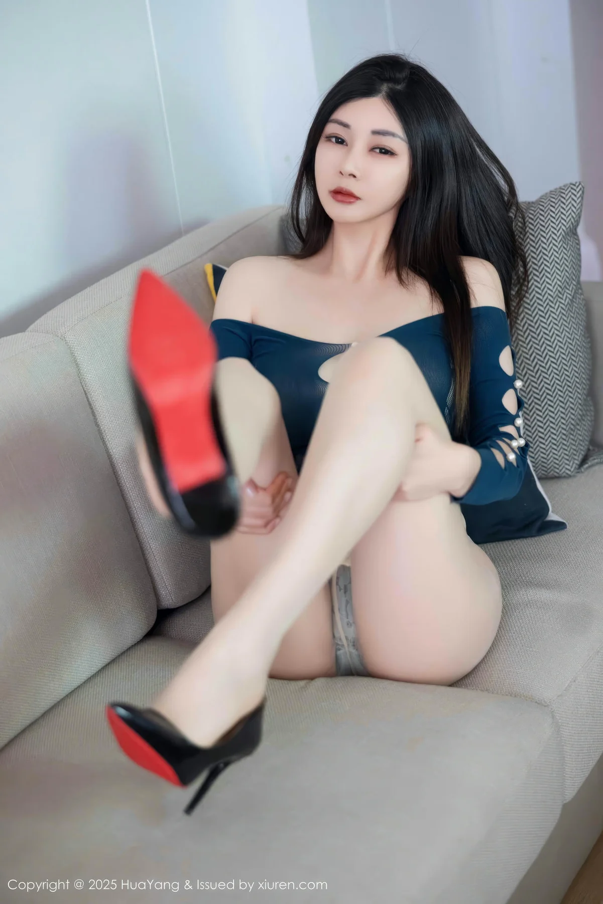 HuaYang 花漾show Vol.640 凯竹Quinn 蓝色连衣短裙 - 5