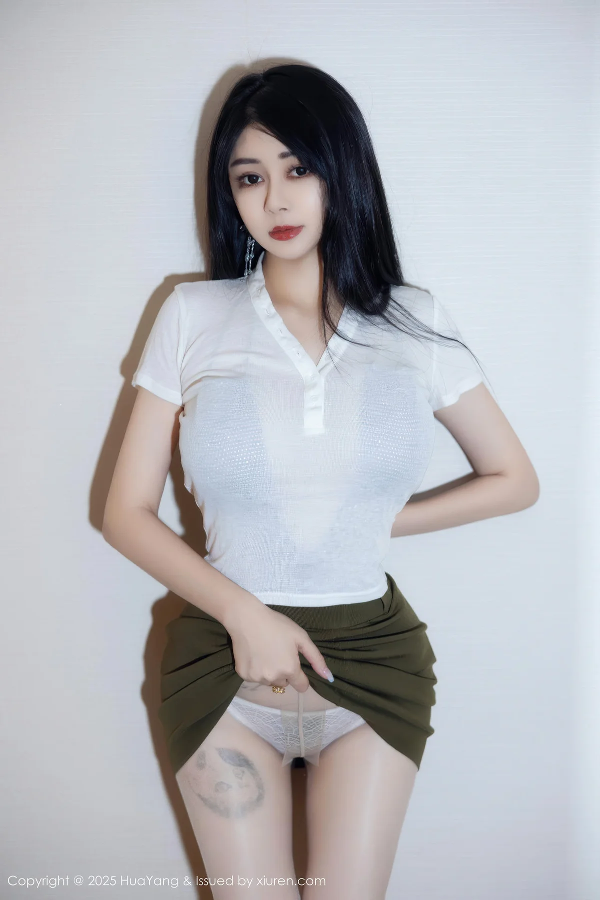 HuaYang 花漾show Vol.647 凯竹Quinn 性感白色T恤丝袜 - 6