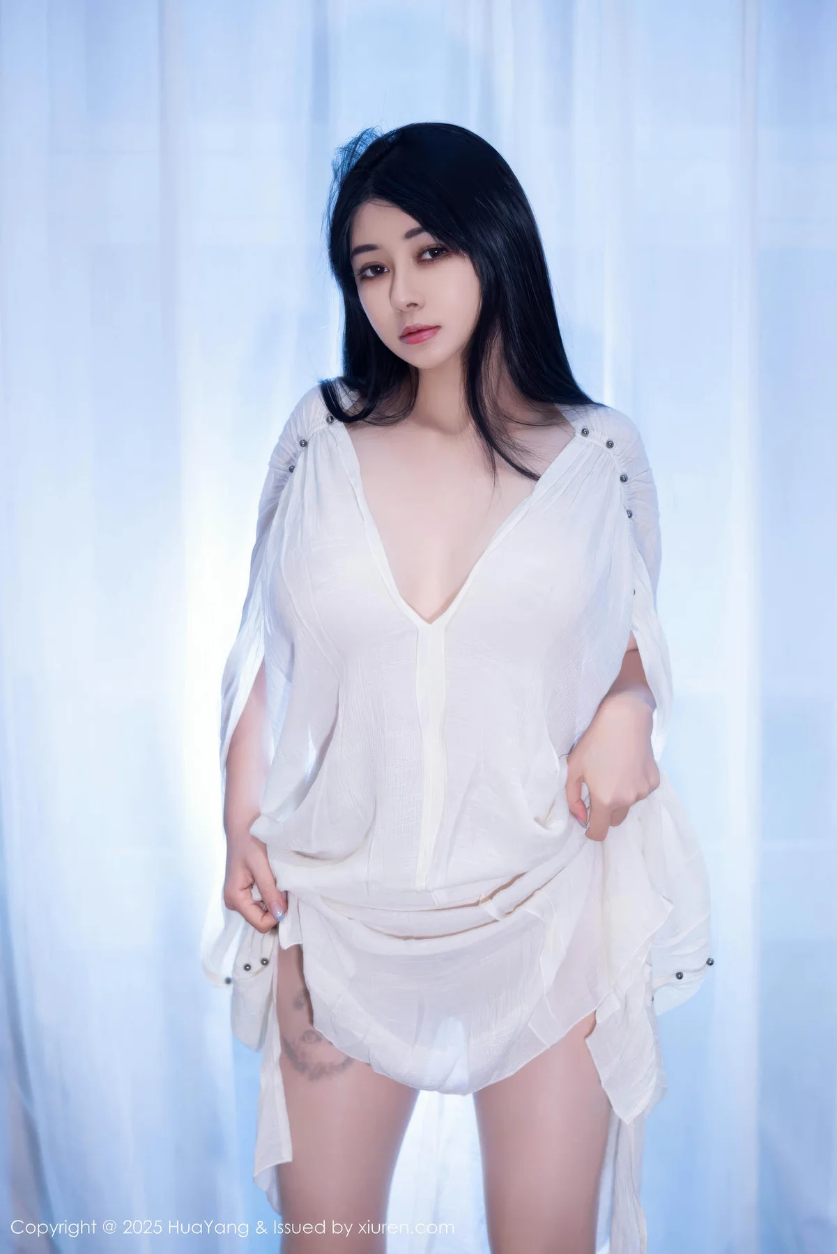 HuaYang 花漾show Vol.653 凯竹法师 白色连衣裙透视 - 3