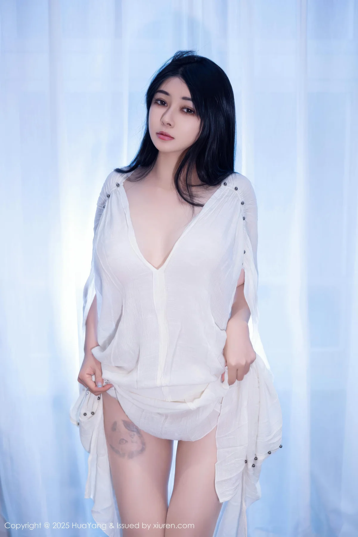 HuaYang 花漾show Vol.653 凯竹法师 白色连衣裙透视 - 4