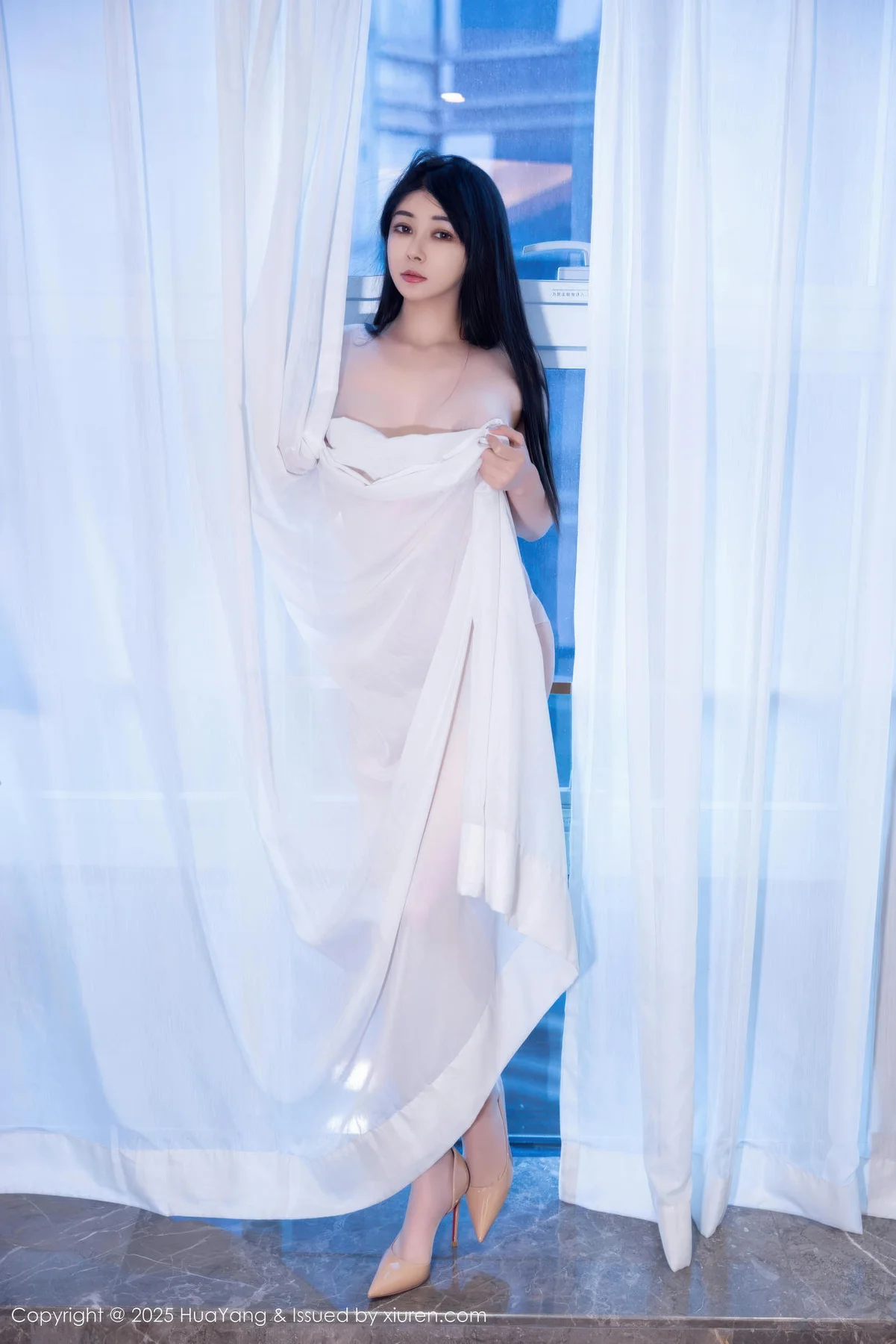 HuaYang 花漾show Vol.653 凯竹法师 白色连衣裙透视 - 1