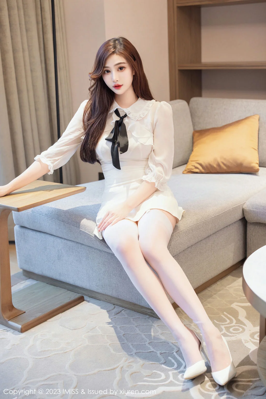 IMiss 爱蜜社 Vol.712 Lavinia肉肉 白色蕾丝内衣写真 - 1