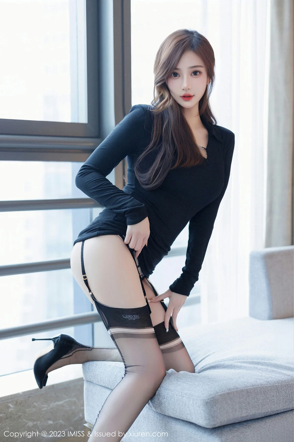 IMiss 爱蜜社 Vol.724 Lavinia肉肉 黑色轻透内衣性感写真3 - 2