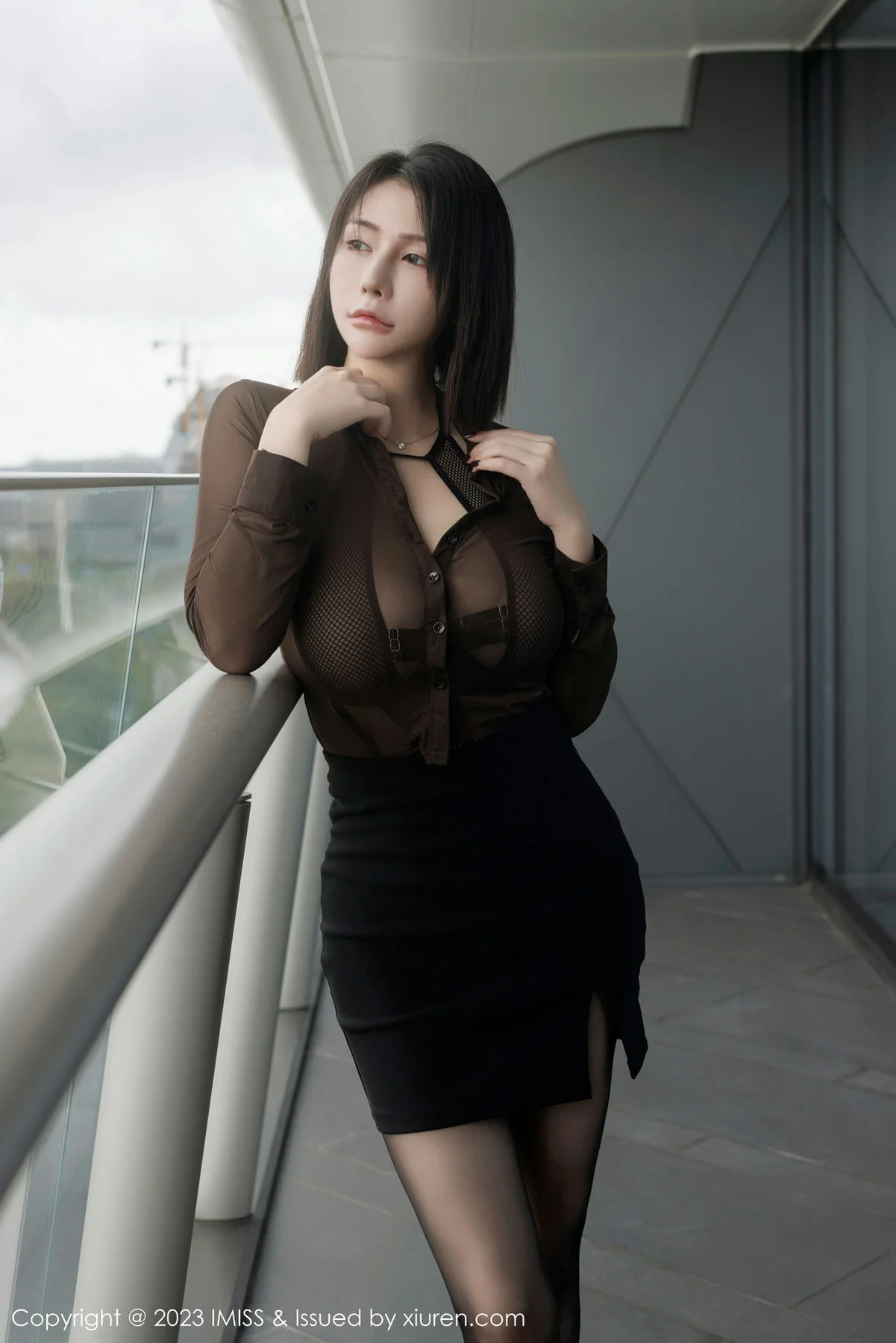 IMiss 爱蜜社 Vol.744 Evon陈赞之 咖啡色薄纱上衣3 - 2