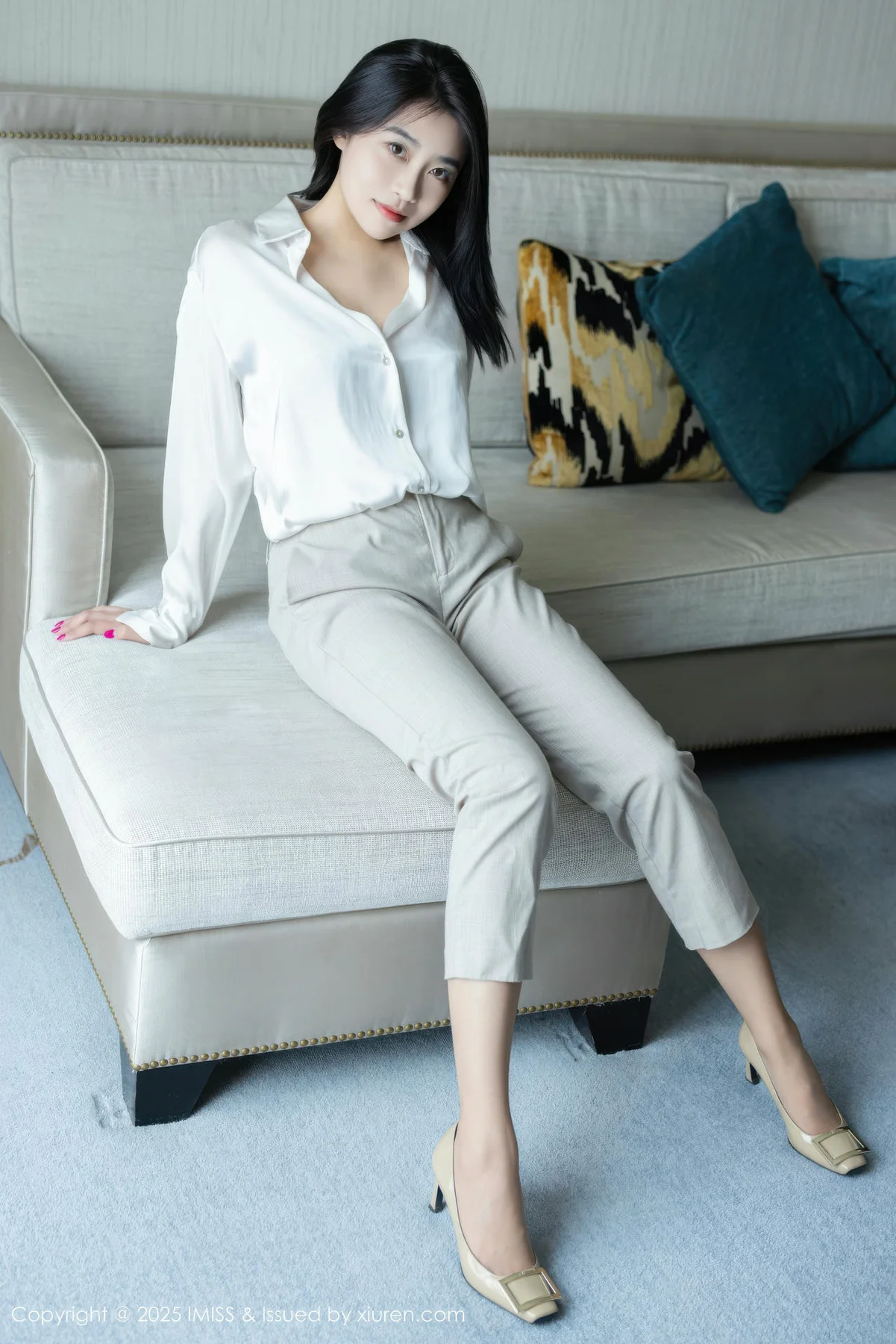 IMiss 爱蜜社 Vol.800 许诺Sabrina 白色OL服饰 - 5