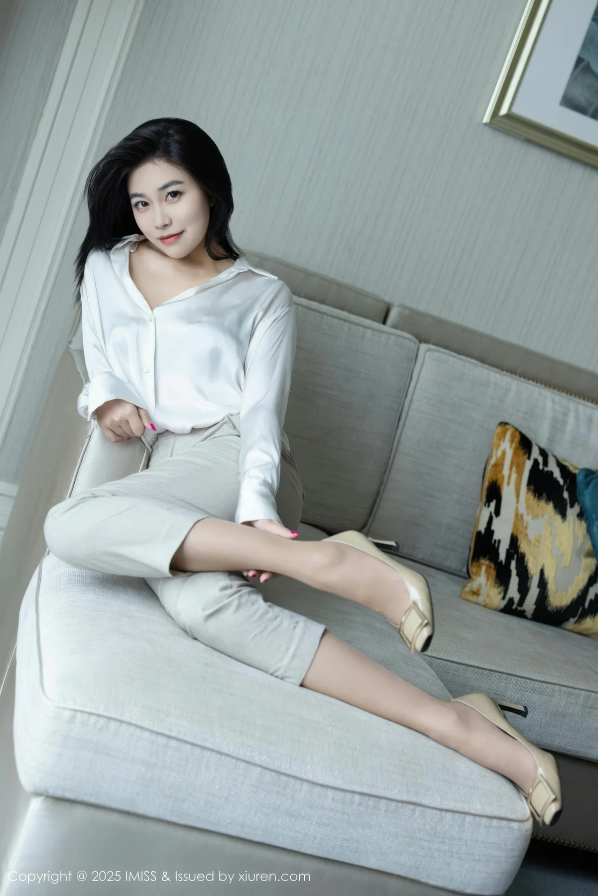 IMiss 爱蜜社 Vol.800 许诺Sabrina 白色OL服饰 - 10