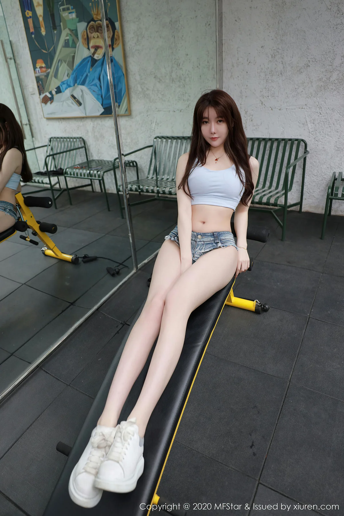 MFStar 模范学院 Vol.354  健身辣妹 薛琪琪sandy 健身房牛仔裤 - 3