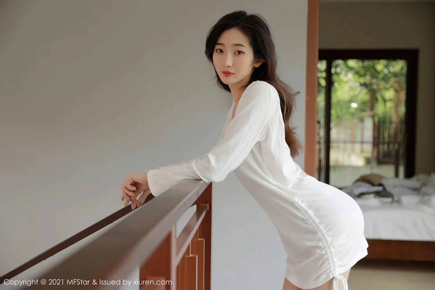 MFStar 模范学院 Vol.446  针织薄透白色上衣 安琪 - 9