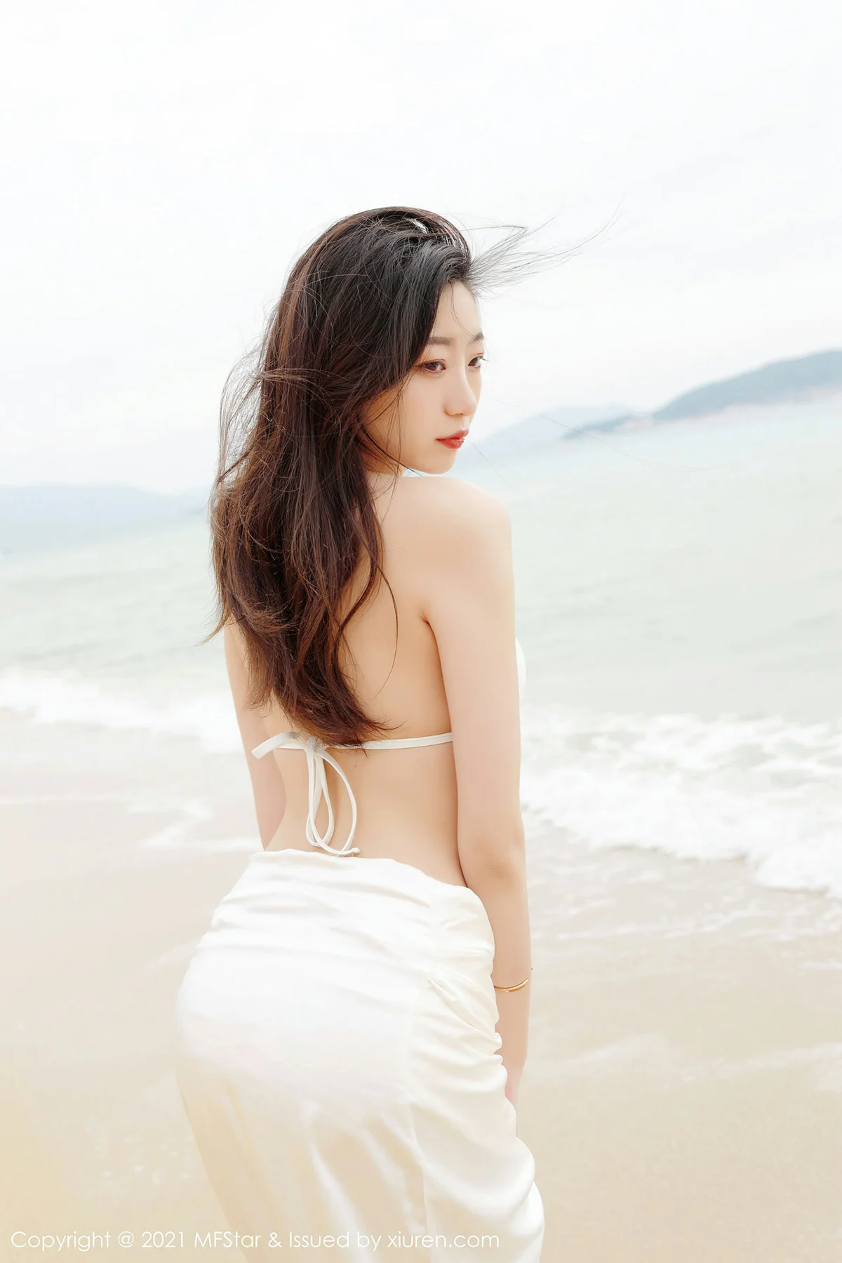 MFStar 模范学院 Vol.464  安琪yee 沙滩白色比基尼 - 9