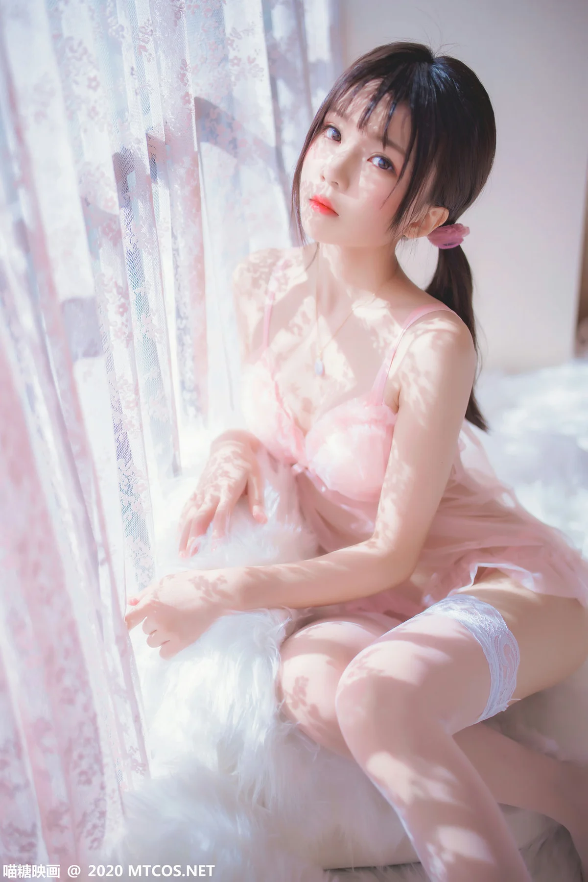 MTYH 喵糖映画 Vol.189  粉系轻纱 马尾少女 - 2