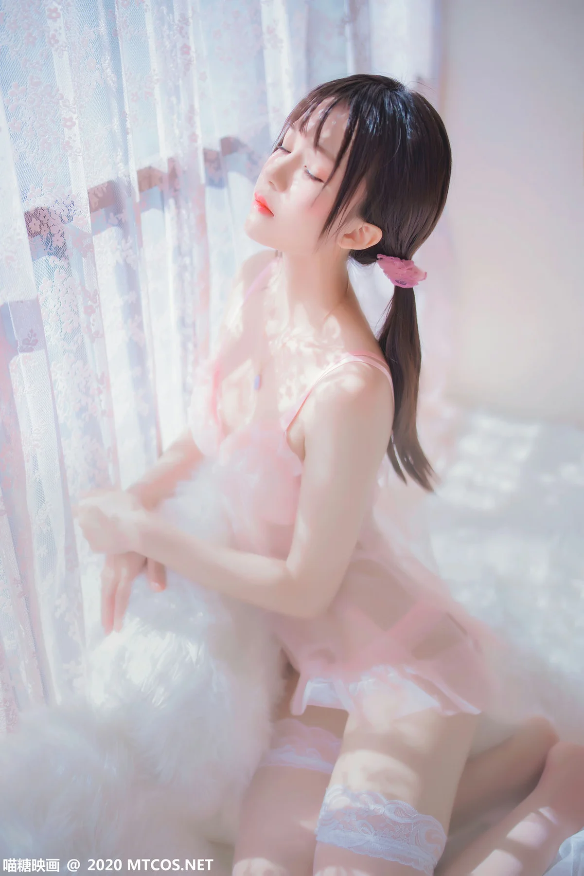 MTYH 喵糖映画 Vol.189  粉系轻纱 马尾少女 - 3