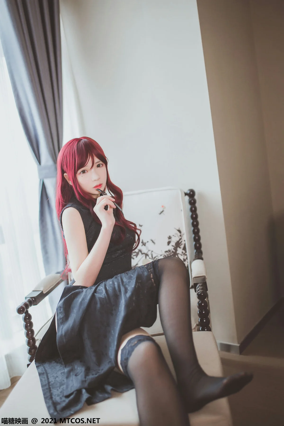 MTYH 喵糖映画 Vol.385 黑色旗袍 - 4