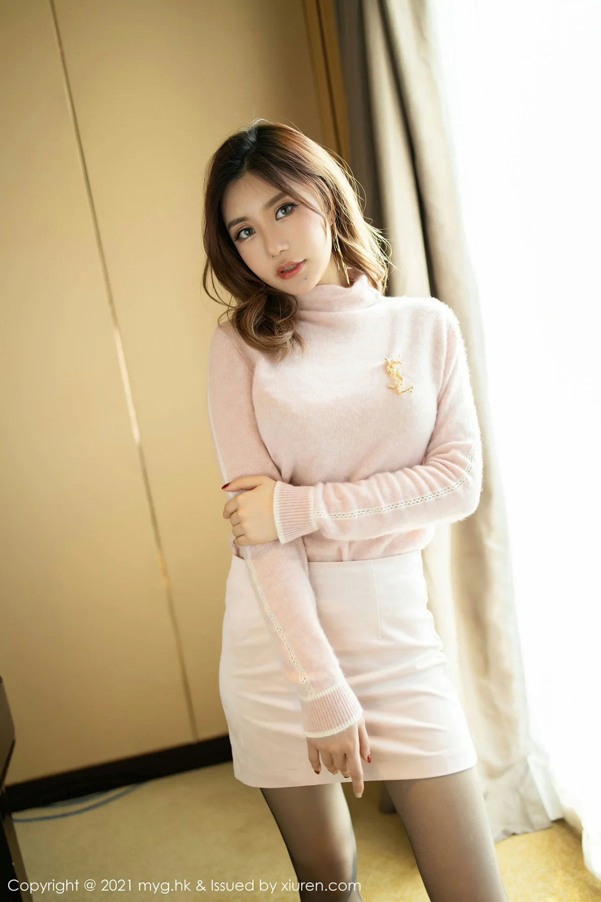 MyGirl 美媛馆 Vol.484 娇柔欲滴 梦绮 粉色的毛衣娇躯 - 8